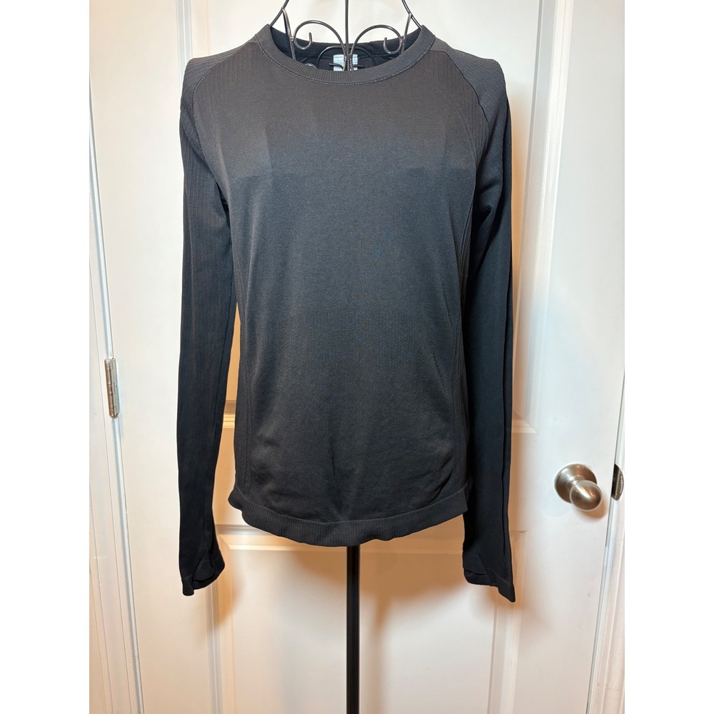 Old Navy Active Go-Dry Seamless Long Sleeve Workout Top Black Womens Medium‎